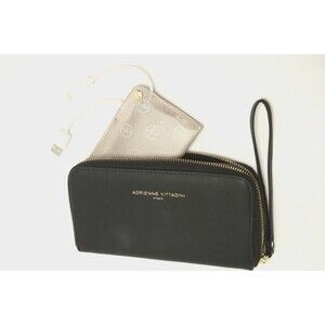 Adrienne Vittadini Studio Clutch Wristlet Wallet Black Phone Charging